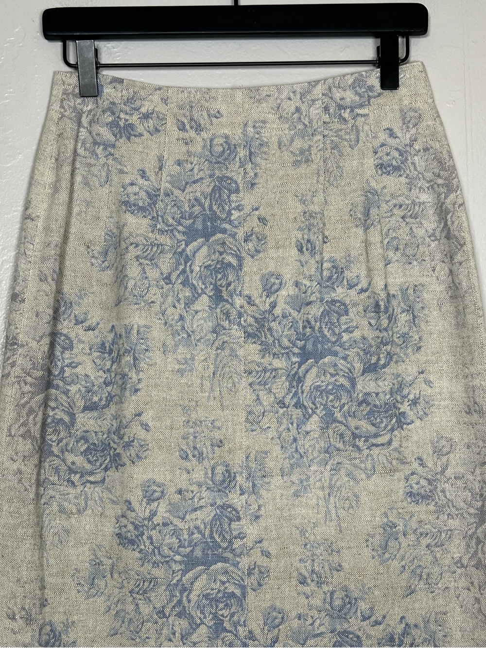 COLDWATER CREEK Women’s Size 6 Beige/ Blue Floral Print Vintage Linen Maxi Skirt - Picture 9 of 12